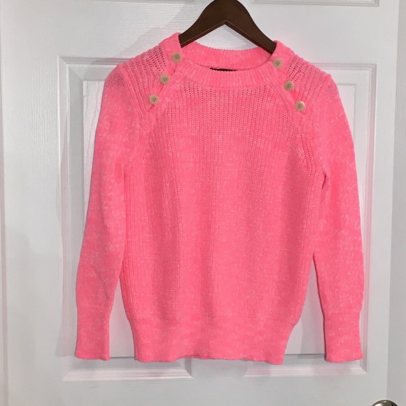 J. Crew Textured sweater anchor buttons neon pink - Picture 3 of 5